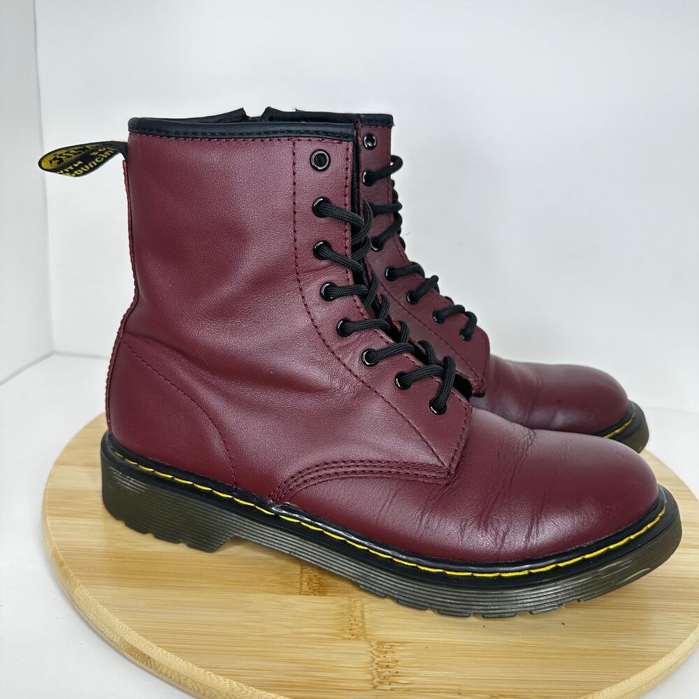 Dr. Martens 1460 Smooth Leather Lace Up Combat Boots in Cherry Red Womens Size 6